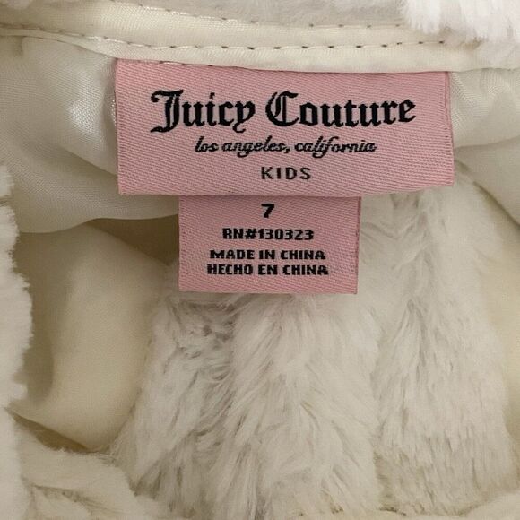 Juicy Couture Kids Girls Size 7 Cream Plush Peacoat Jacket Gold Buttons Lined - Picture 2 of 11